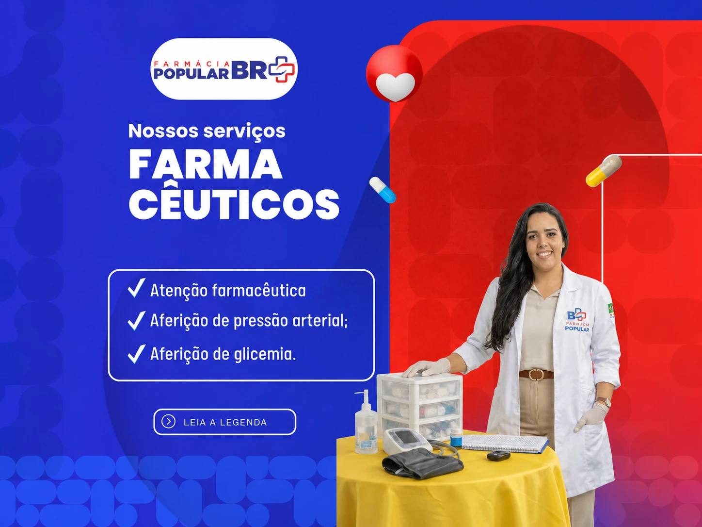 Arte da Farmácia Popular sobre serviços farmacêuticos